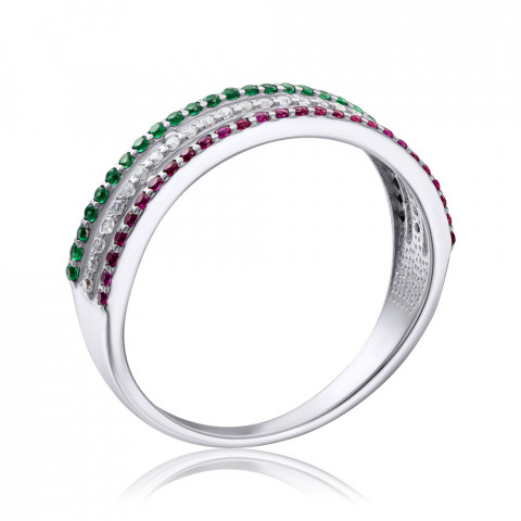 Серебряное кольцо с цветными фианитами (001385/12/1/2455)