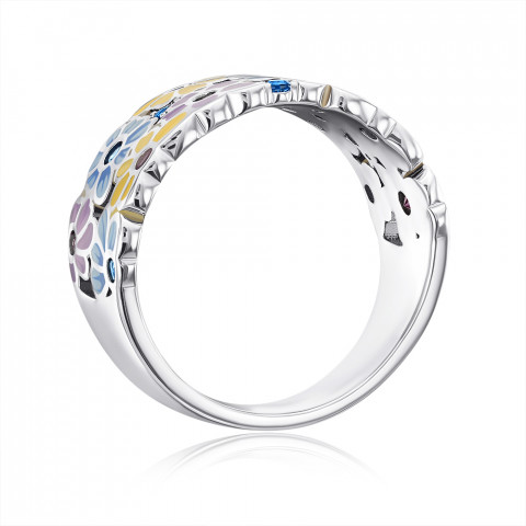 Серебряное кольцо с эмалью и фианитами (12049RA1-R/12/3549)