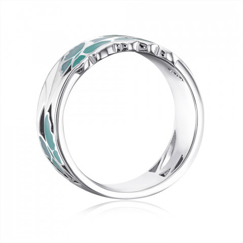 Серебряное кольцо с фианитами и эмалью (12057RA4-R/12/2285)
