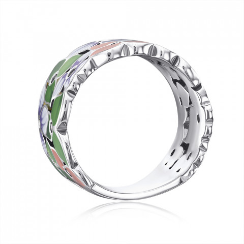 Серебряное кольцо с эмалью и фианитами (12058RA1-R/12/3543)