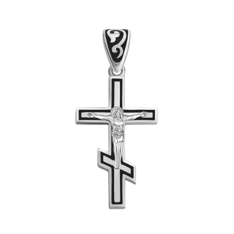 Срібний хрестик з емаллю. Розп'яття Христове (126 Р ( ч))