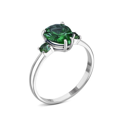 Серебряное кольцо с зеленым кварцем (1664/1р-QLB)