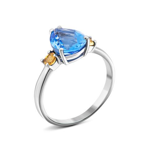 Кольцо с цитрином и кварцем Tanzanite (1664/1р-QTANCIT)