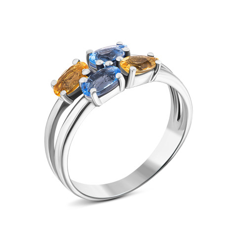 Кольцо с цитрином и кварцем Tanzanite (1666/1р-QTANCIT)