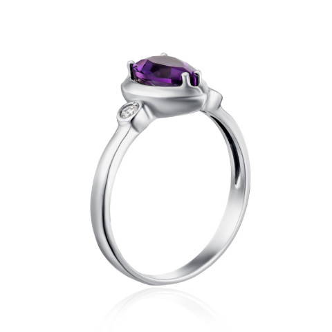 Серебряное кольцо с аметистом и фианитами 1740/1р-AMET