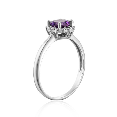 Серебряное кольцо с аметистом и фианитами 1825/1р-AMET