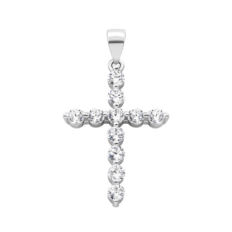 Серебряный крестик с фианитами (1PE69530)