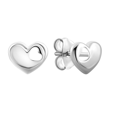 Серебряные серьги-пуссеты Сердце (1EA70355)