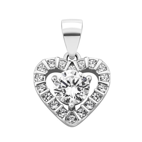 Серебряная подвеска Сердце с фианитами (1PE78502)