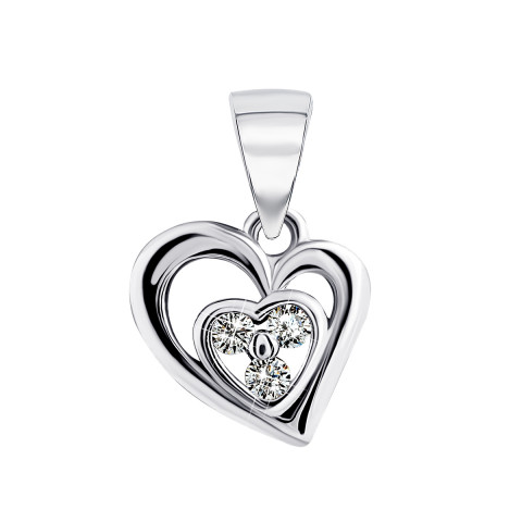 Серебряная подвеска Сердце с фианитами (1SE67313-P)