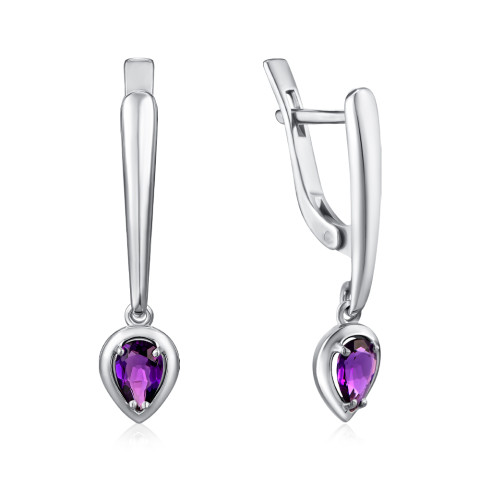 Серебряные серьги с аметистом 2394/1р-AMET