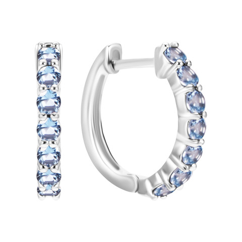 Серебряные серьги-конго с кварцем London blue (2524/1р-QLB)
