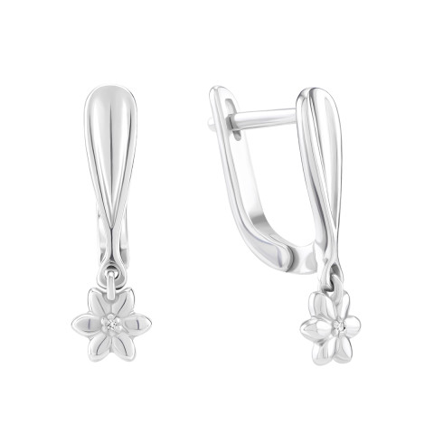 Серебряные серьги с бриллиантами (2552/1р-BR)