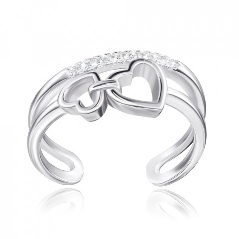 Серебряное кольцо «Сердце» с фианитами. (2R19807-R/12/1)