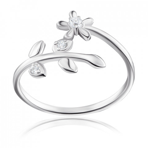 Серебряное кольцо «Цветок» с фианитами. (2R25149-R/12/1)