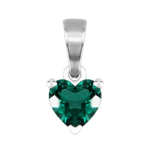 Серебряная подвеска Сердце с зеленым кварцем  (3018/1р-QGR)