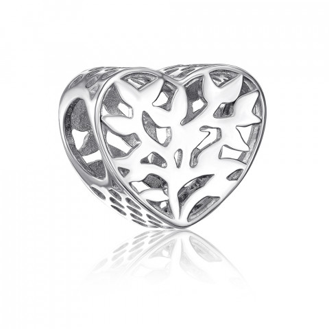 Серебряная бусина шарм «Сердце» без вставки. (35147/12/1)