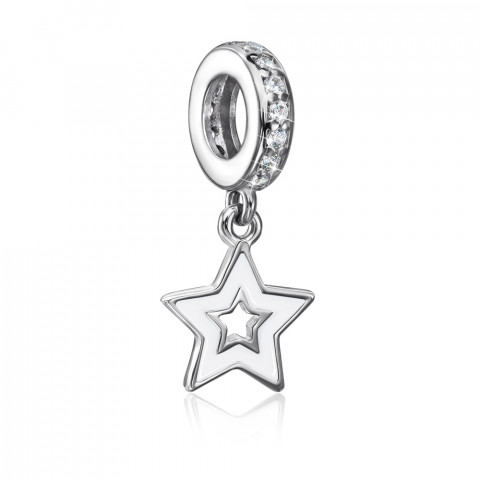 Серебряная бусина шарм «Звезда» с эмалью и фианитами. (35163/12/1/621)