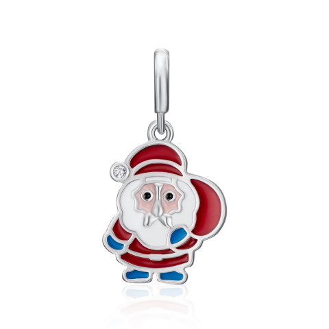 Серебряная бусина-шарм с эмалью и фианитом 35361/12/1/3593