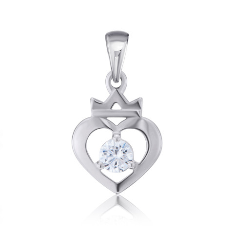 Серебряная подвеска Сердце с фианитом  35375/12/1/29