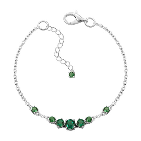 Серебряный браслет с зеленым кварцем (4201р-QGR)