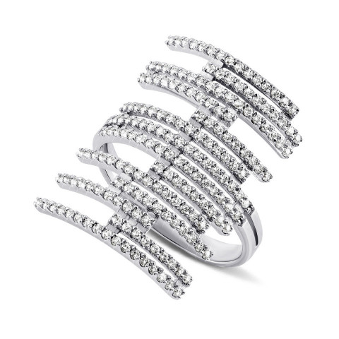 Фаланговое серебряное кольцо с фианитами (500105-Р)