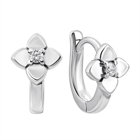 Серебряные серьги Цветы с фианитами (500850-СР)