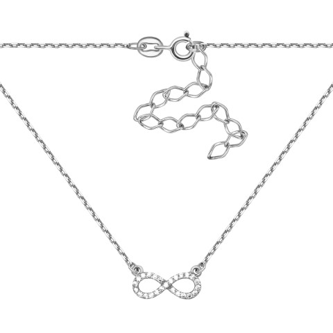 Серебряное колье Бесконечность с фианитами (597/1кол родій)