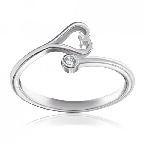 Серебряное кольцо «Сердце» с фианитом. (5RI37639-R/12/1)