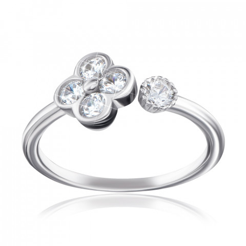 Серебряное кольцо «Цветок» с фианитами. (5RI37667-R/12/1)