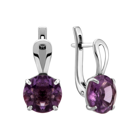 Серебряные серьги с аметистом (640/ам с род)