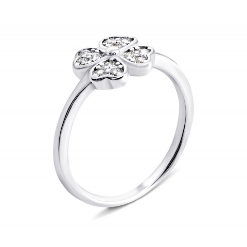 Серебряное кольцо Клевер с фианитами (7RI67755)