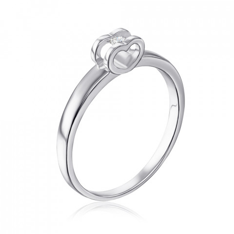 Серебряное кольцо с бриллиантом. (810001/12/1/8554)
