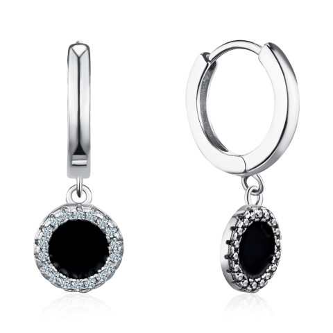 Серебряные серьги-конго с эмалью и фианитами 8EA0758-E/12/627