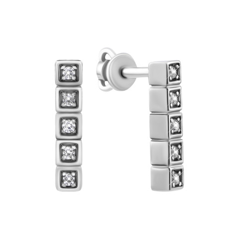 Серебряные серьги-пуссеты с фианитами (929030б)