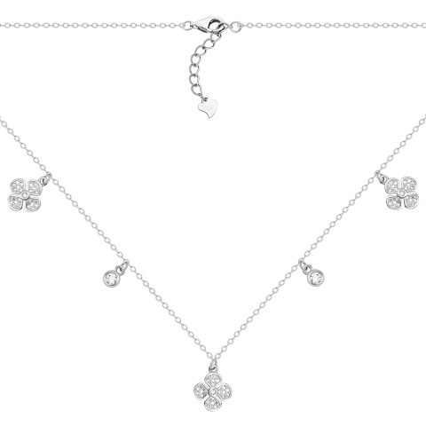 Серебряное колье Цветы с фианитами (96-0002б)
