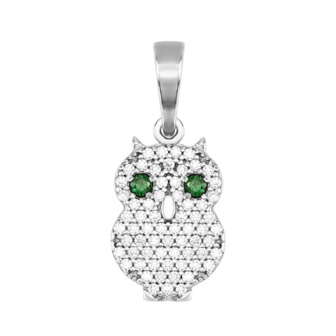 Серебряная подвеска Сова с фианитами (ЛК-0289р(з))