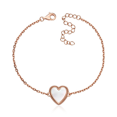 Серебряный позолоченный браслет Сердце с перламутром (HJB-866-ROSE-B/17/4534)