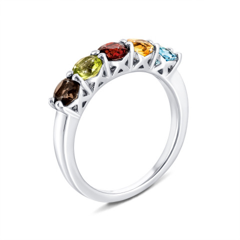 Серебряное кольцо с миксом полудрагоценных камней (Тд0011/mix-R)