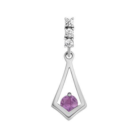 Серебряная подвеска с аметистом и фианитами (п1273аметRh)