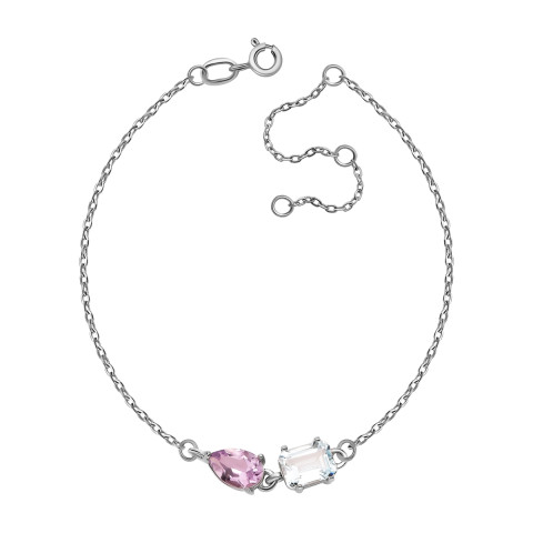Серебряный браслет с топазом и аметистом (б1301Rh)