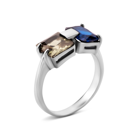 Серебряное кольцо с сапфиром и турмалином (к1393Rh)
