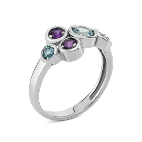 Серебряное кольцо с топазом и аметистом (к1408Rh)
