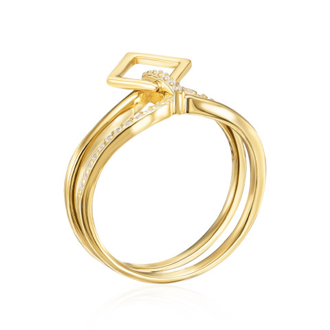 Серебряное позолоченное кольцо с фианитами (A01548-R/20/1)