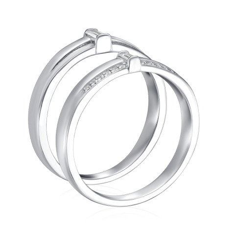 Наборное двойное серебряное кольцо с фианитами A03738-R/12/1