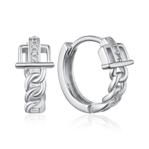 Серебряные серьги-конго с фианитами B01353-E/12/1