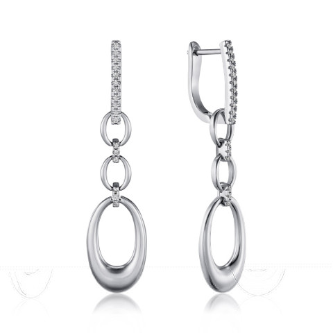 Серебряные серьги с фианитами B02068-E/12/1