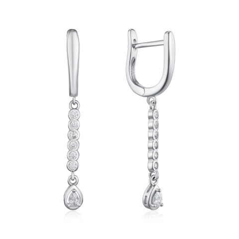 Серебряные серьги-подвески c фианитами B02078-E/12/1