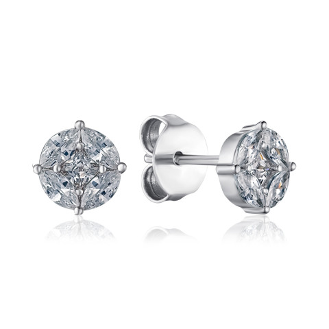 Серебряные серьги с фианитами B08042-E/12/1