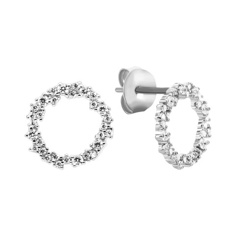 Серебряные пуссеты с фианитами (B14083)